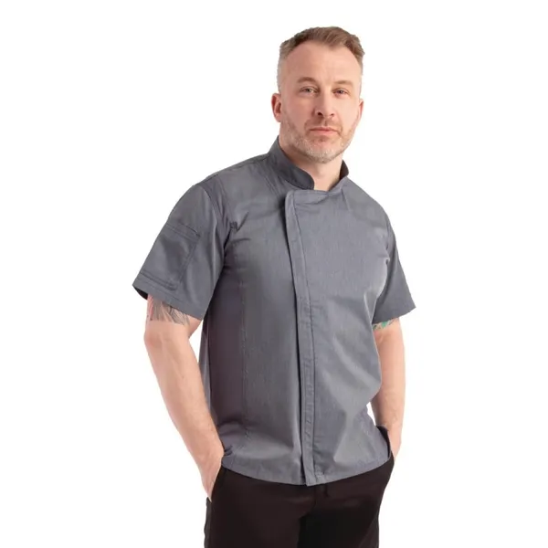 Chef Works Unisex Springfield Lightweight Short Sleeve Zipper Coat Brick Size S 