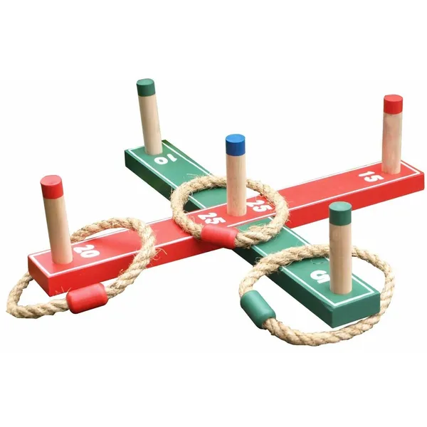 BulzEU Luxury Quoits Set Ring Toss Set Throwing Game Wooden Rope Quoits Toys Indoor or Outdoor for Kids Adults Toddler Boys Girls 