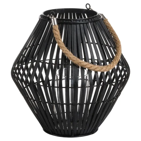 Beautiful Large Domed Rattan Lantern With Rope Handle 60cm high 